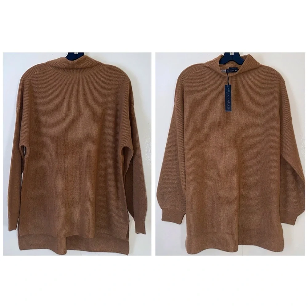 Alice + Olivia Caprice Oversized Cashmere Brown Turtleneck Sweater Top